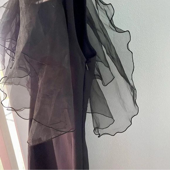 ZARA Black Mini Dress With Organza Sleeves size XS - Picture 8 of 11
